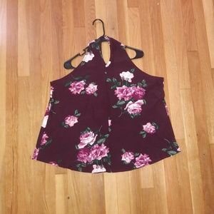 Burgundy with pink flowers